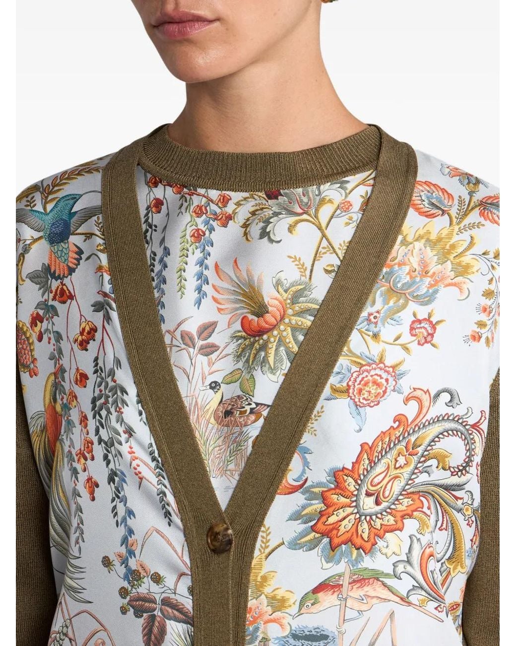 Etro Brown Floral Insert Cardigan