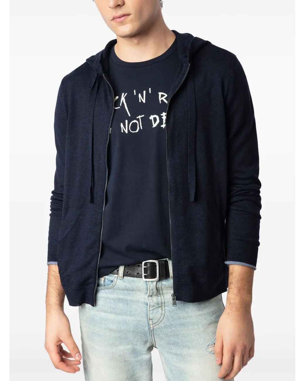 Zadig & Voltaire Blue Clash Cardigan 100% Merino Wool for men
