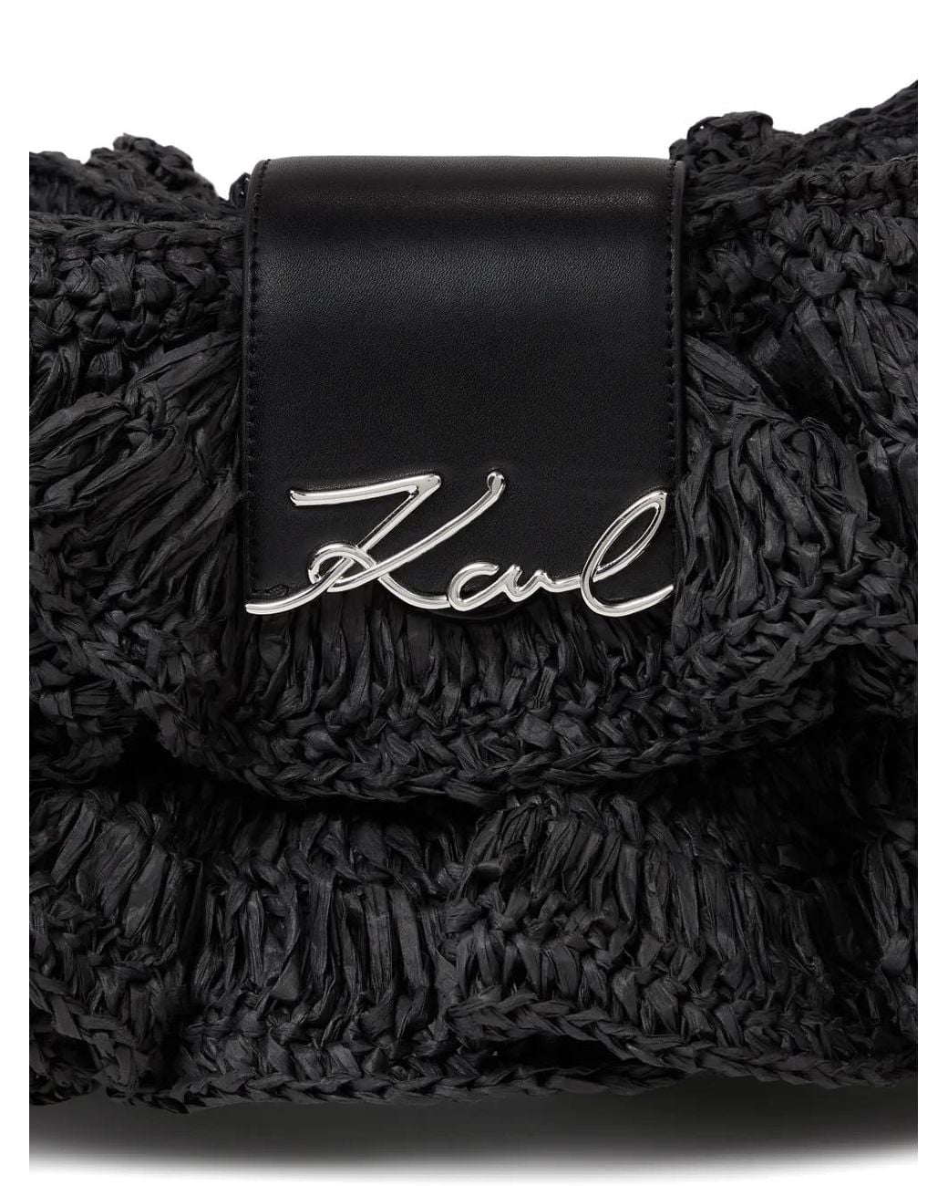 Karl Lagerfeld Black Logo-Plaque Shoulder Bag