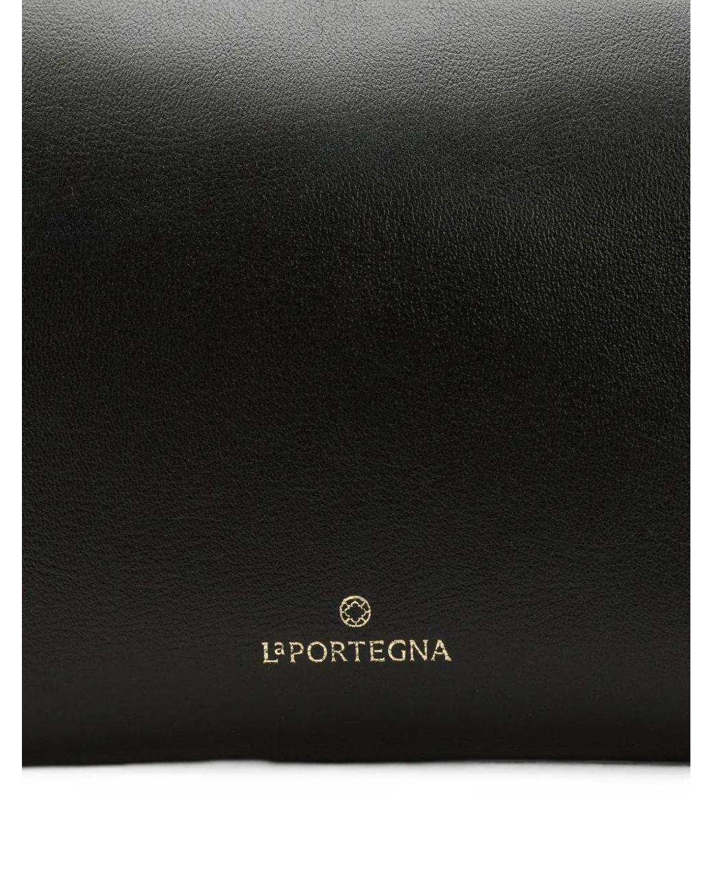 La Portegna Black Martita Leather Clutch Bag