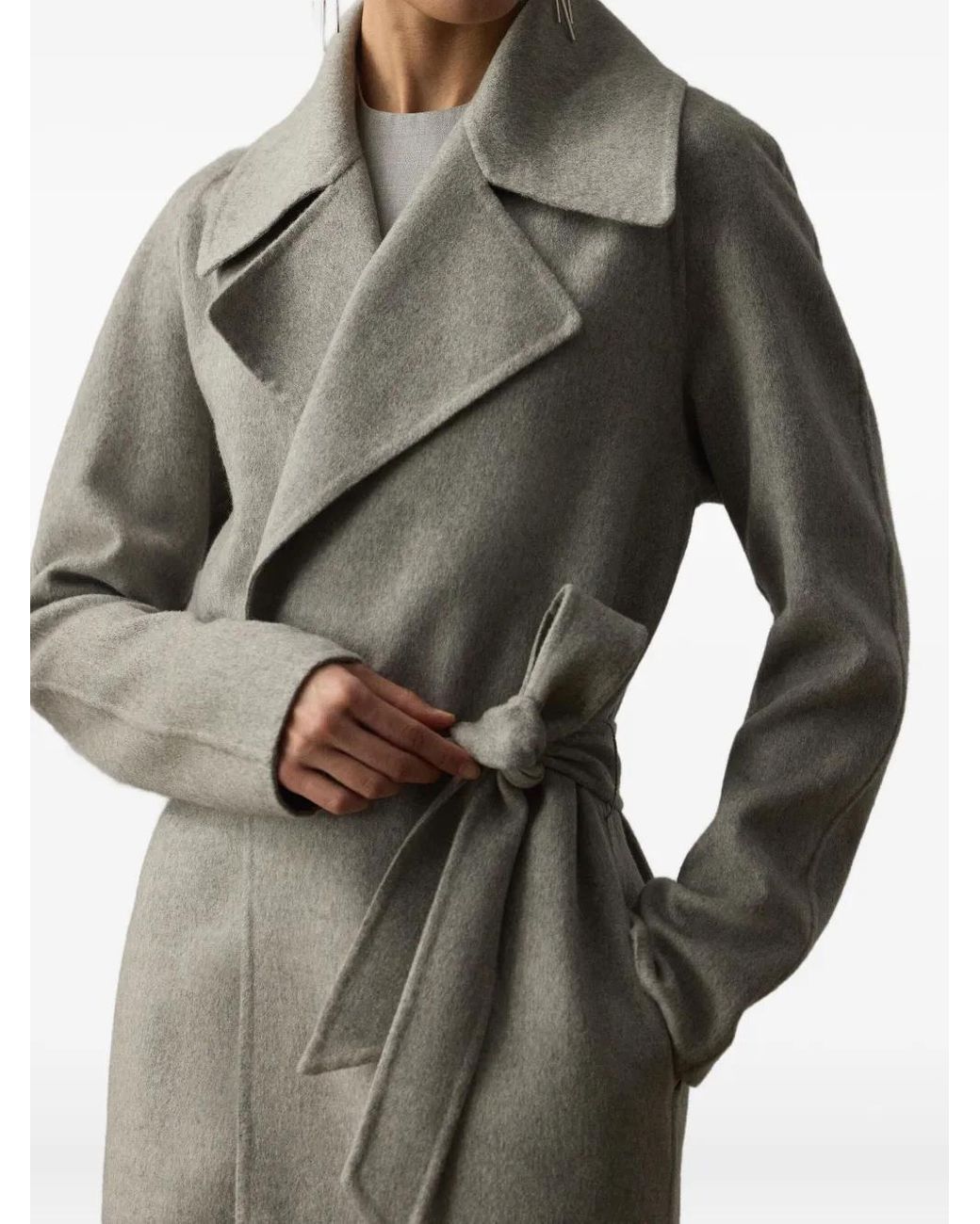Ralph Lauren Gray Double-Breasted Belted Coat