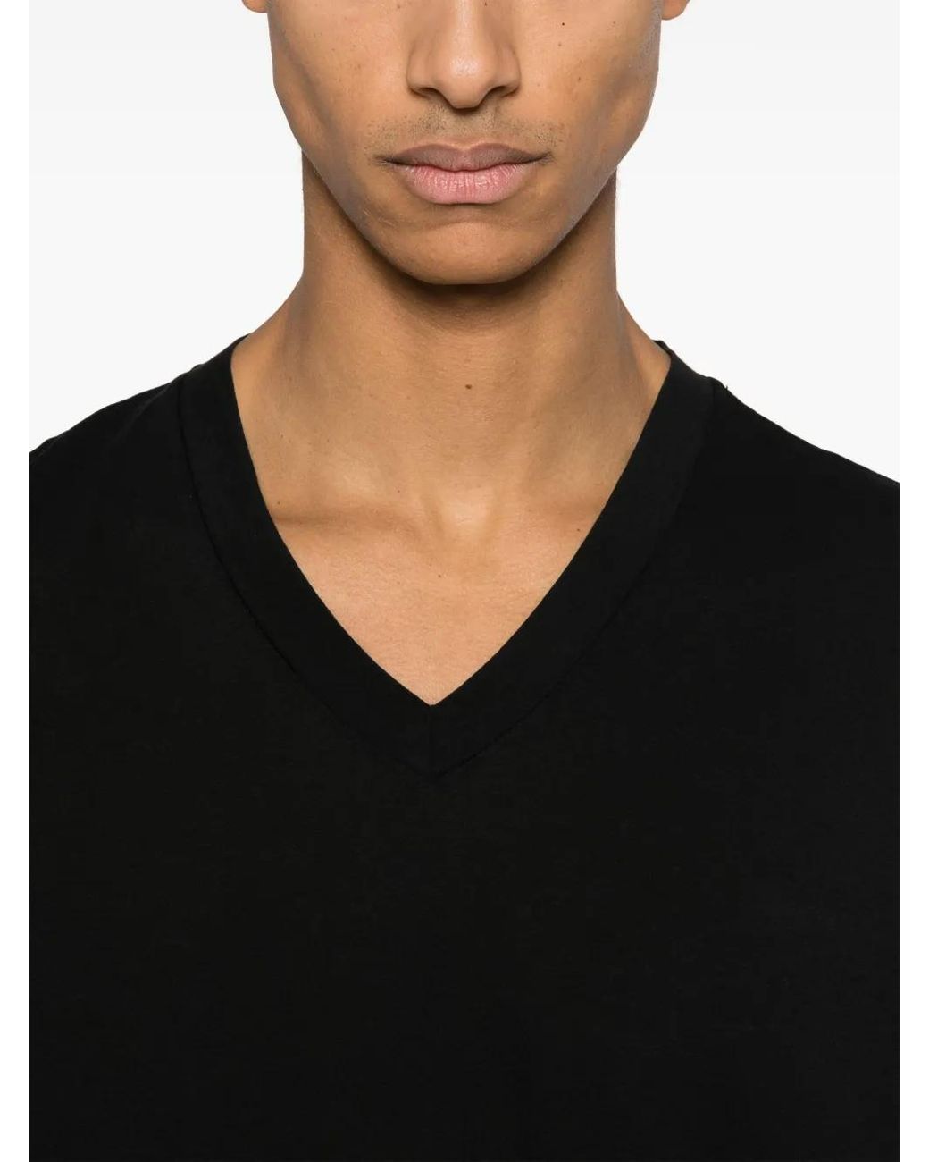 James Perse Black V-Neck Cotton T-Shirt for men