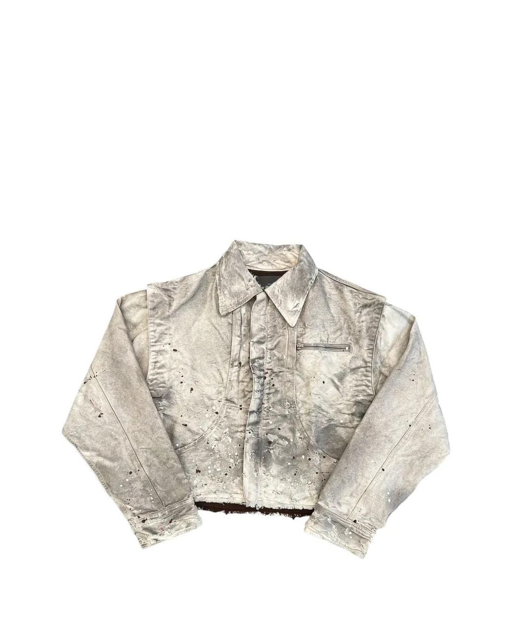 SEKRIT White Chopper Paint-Splatter Denim Jacket for men