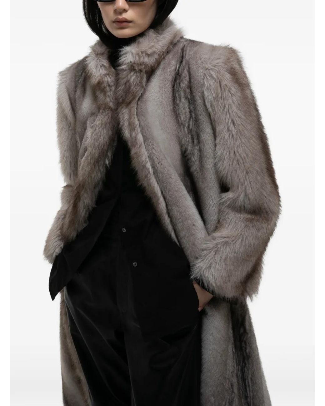 DUCIE Gray Betty Faux-Fur Coat
