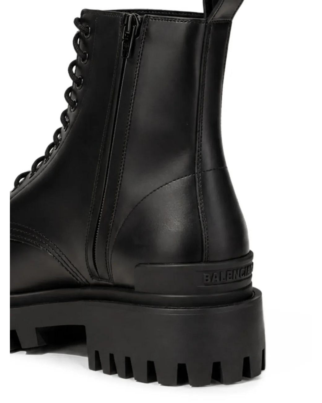 Balenciaga Black Strike Lace-Up Ankle Boots for men