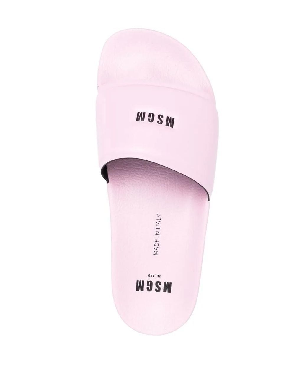MSGM Pink Logo-Print Sliders