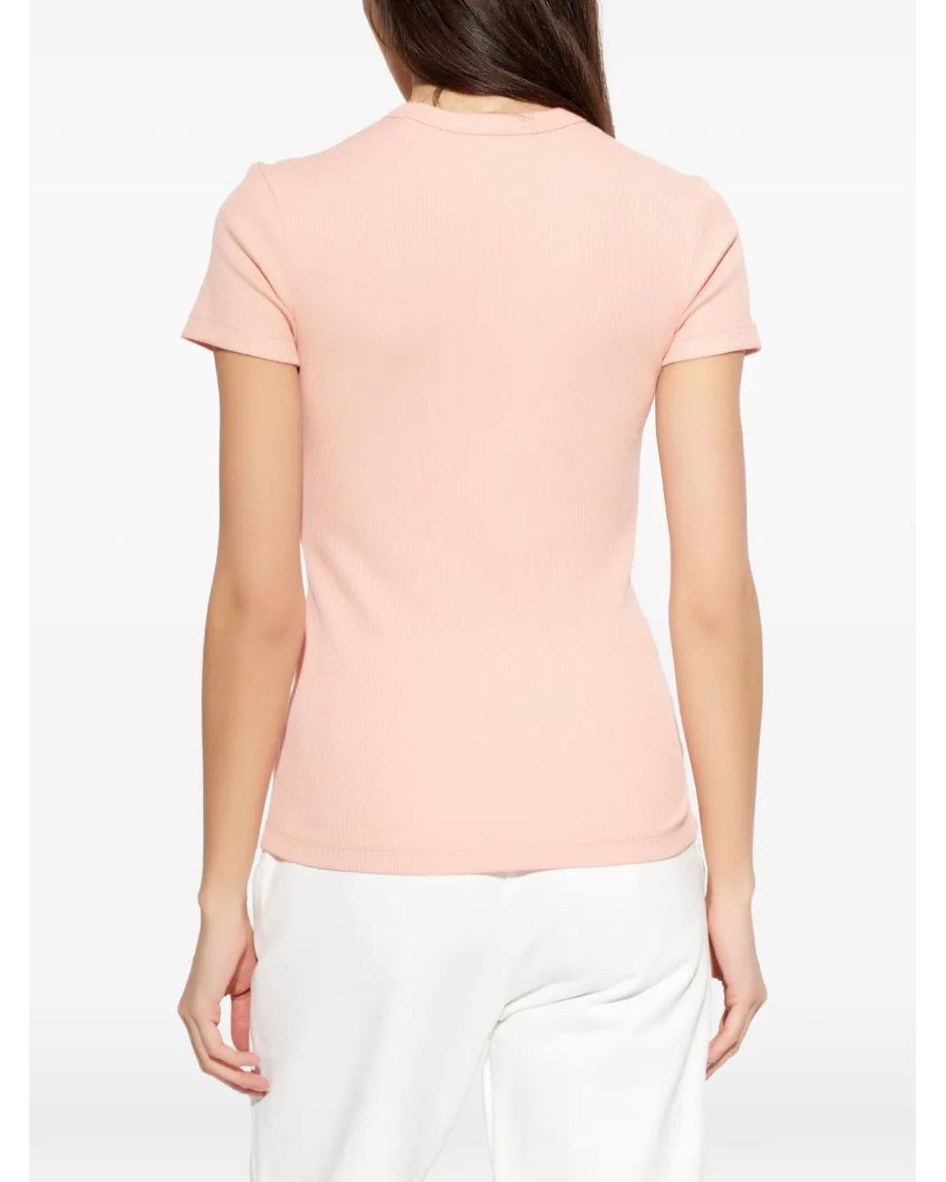 Lacoste Pink Slim Fit Ribbed Cotton T-Shirt