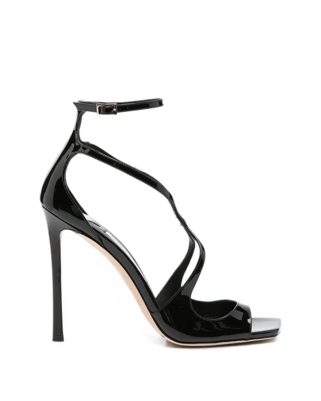 Jimmy Choo Black Azia Patent-Leather Heeled Sandals