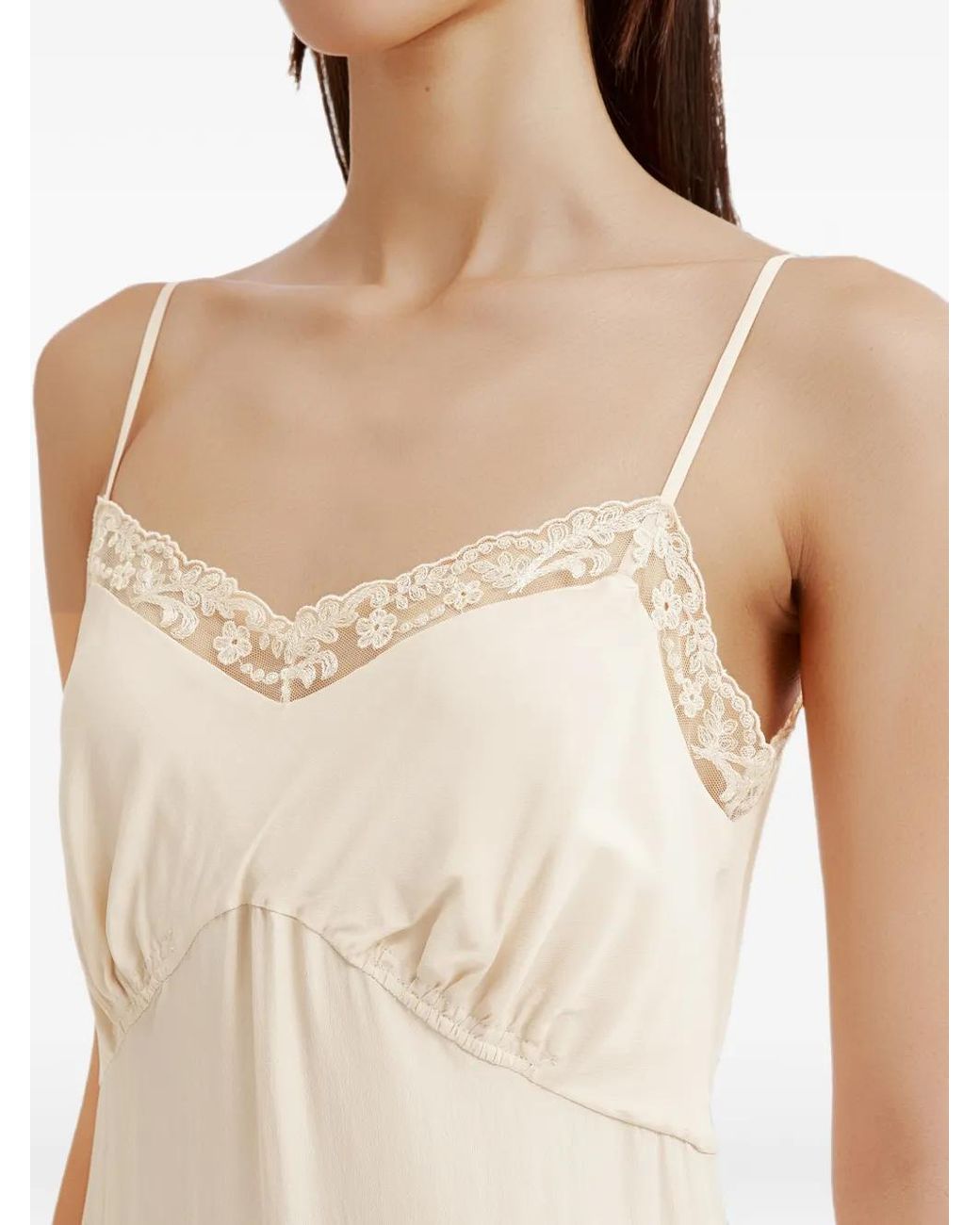Simone Rocha White Lace-Trim Slip Midi Dress
