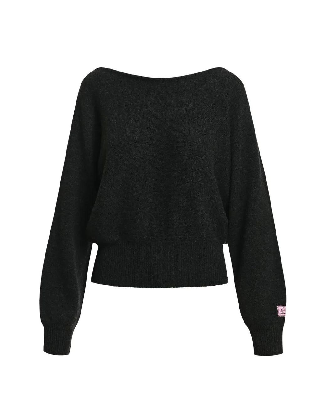 Essentiel Antwerp Black Kage Batwing-Sleeve V-Neck Sweater