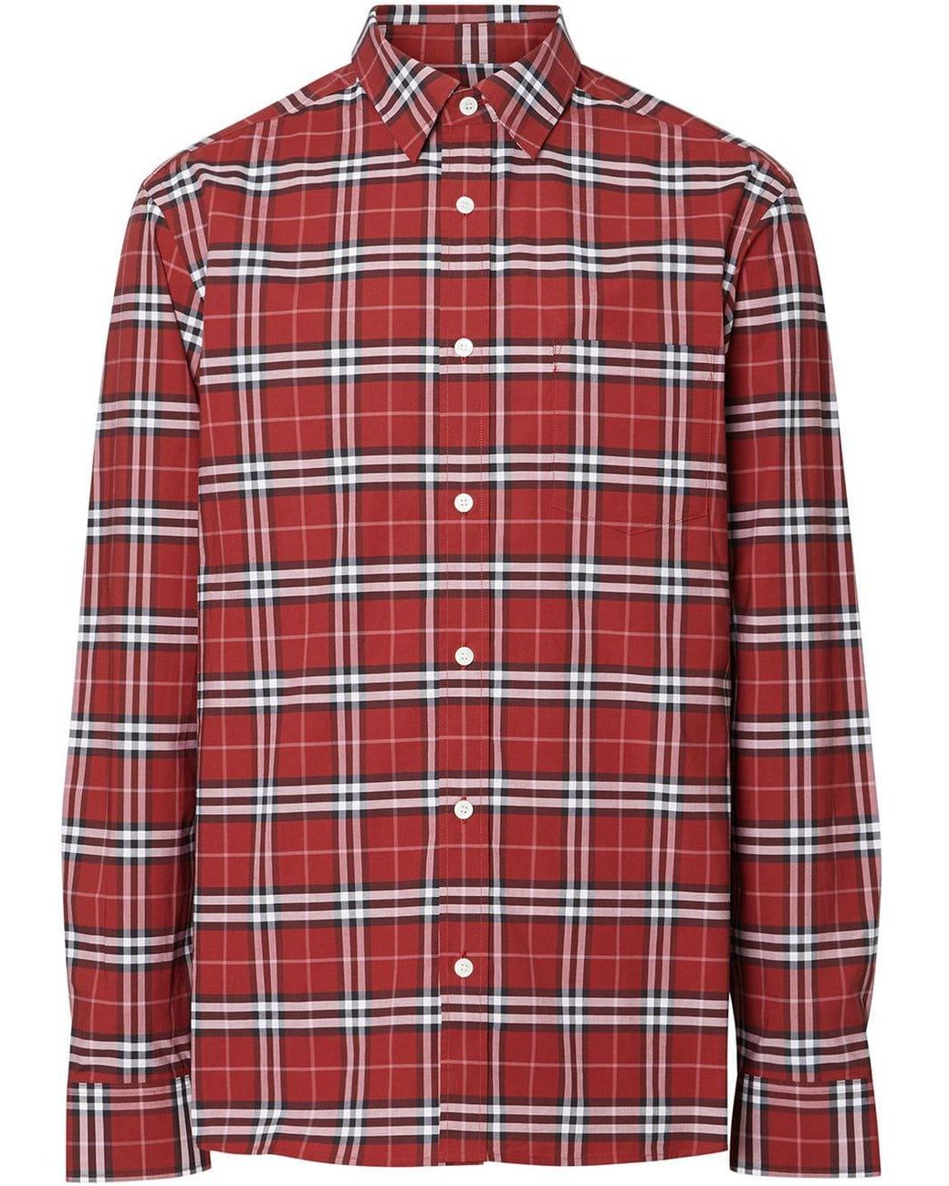 Camisa de manga larga a cuadros Burberry de hombre de color Rojo | Lyst