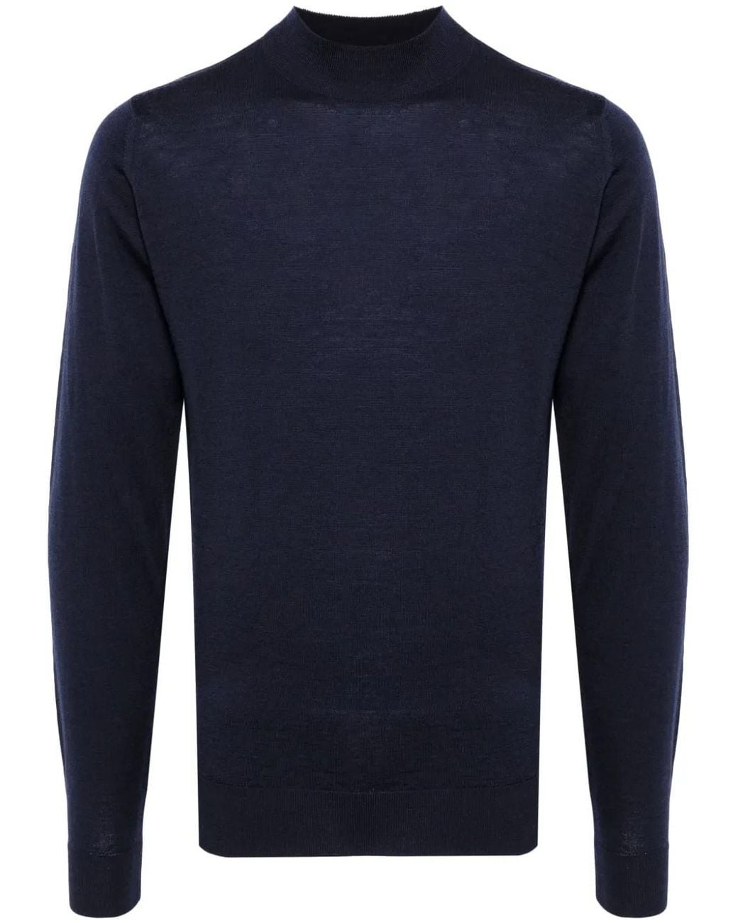 John Smedley Blue Harcourt Mock-Neck Sweater for men