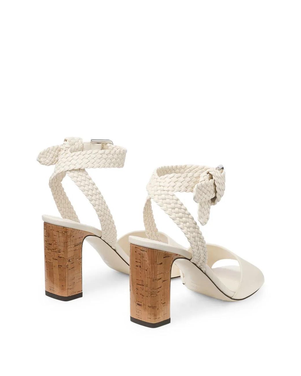 Jimmy Choo White Rori Braided Block-Heel Sandals