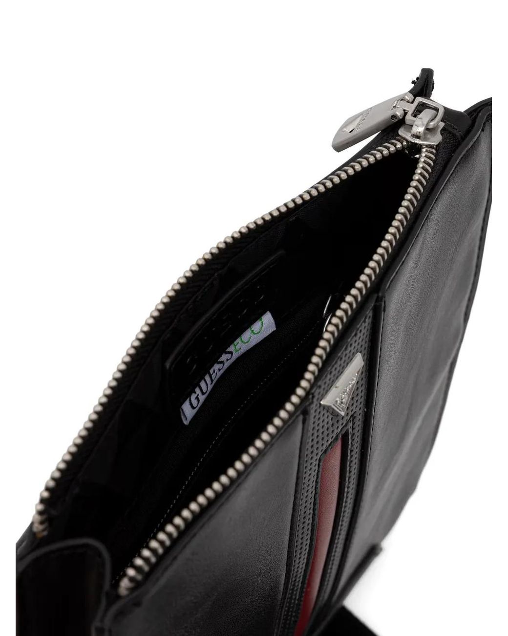 Guess Black Torino Logo-Plaque Messenger Bag for men