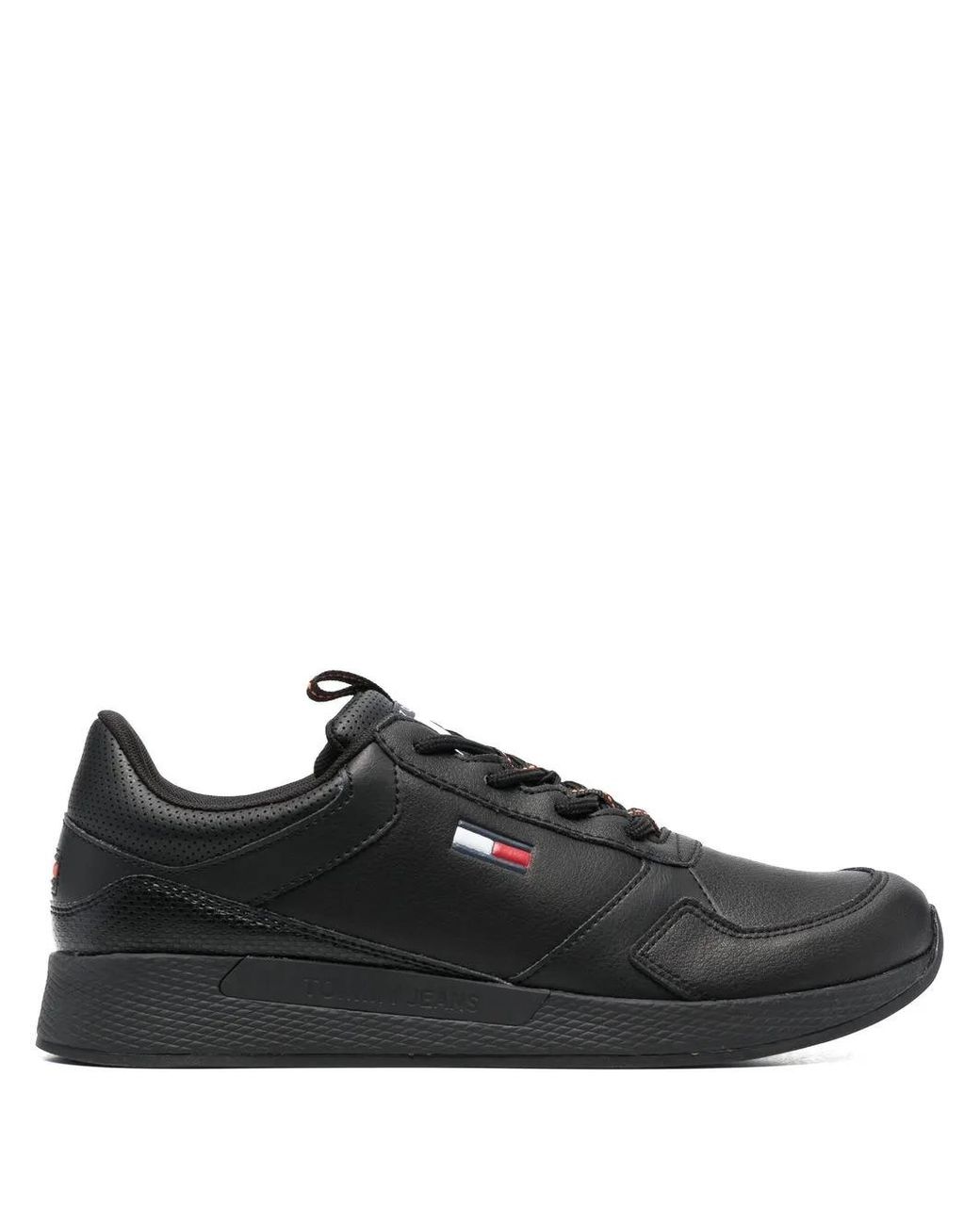 Tommy Hilfiger Black Flexi Leather Sneakers for men