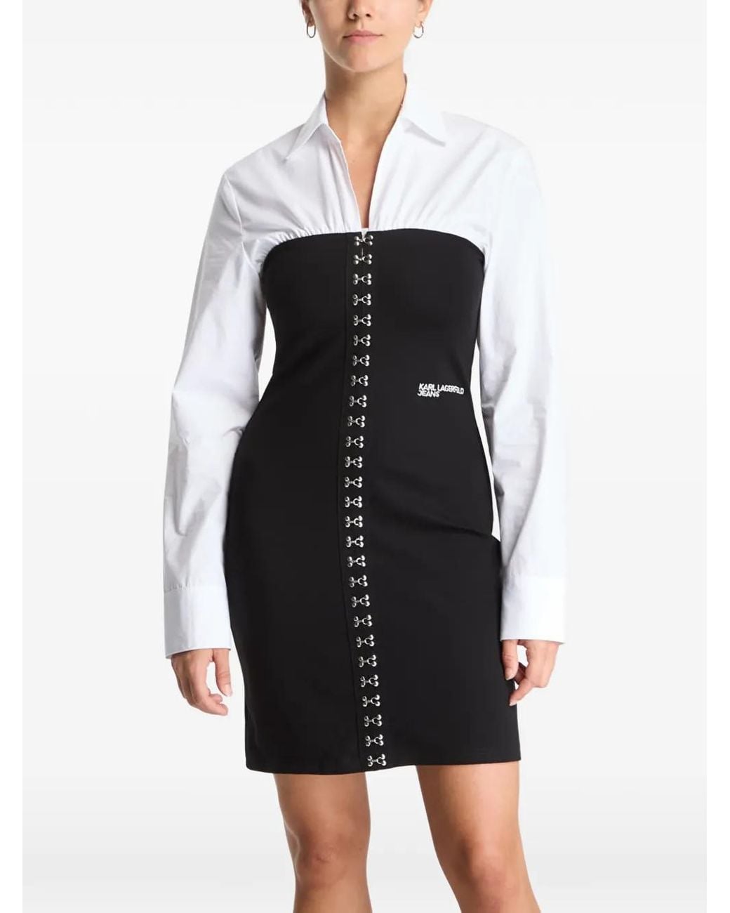 Karl Lagerfeld Black Hook-And-Eye Layered Mini Dress