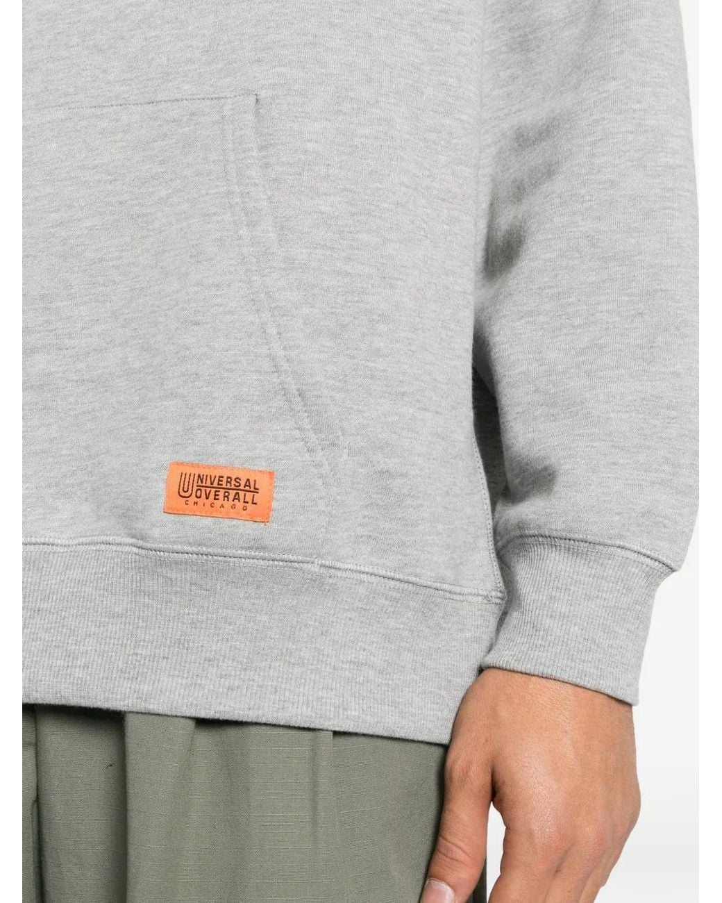 Universal Overall Gray Logo-Patch Hoodie for men