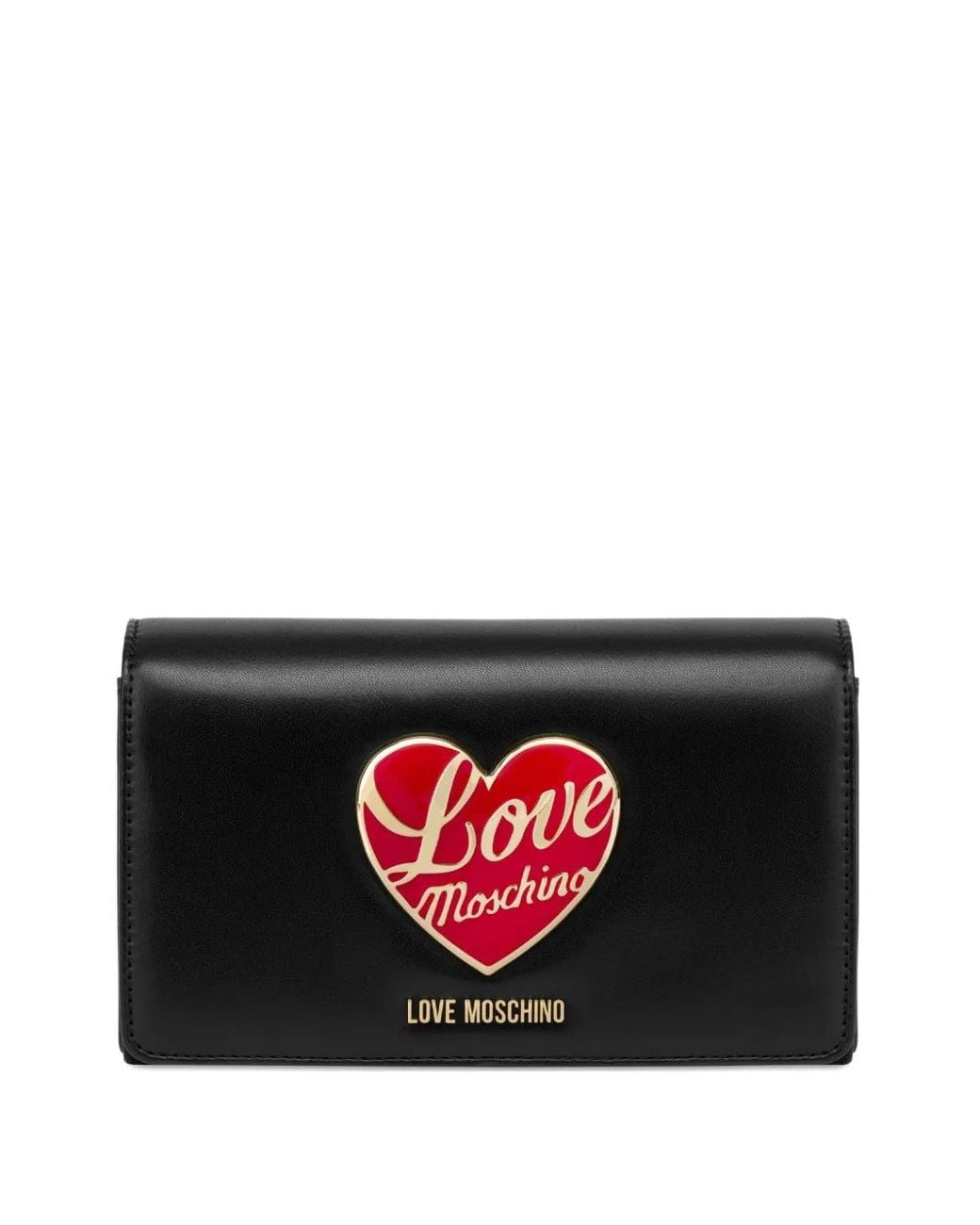 Love Moschino Black Heart-Appliqué Clutch Bag