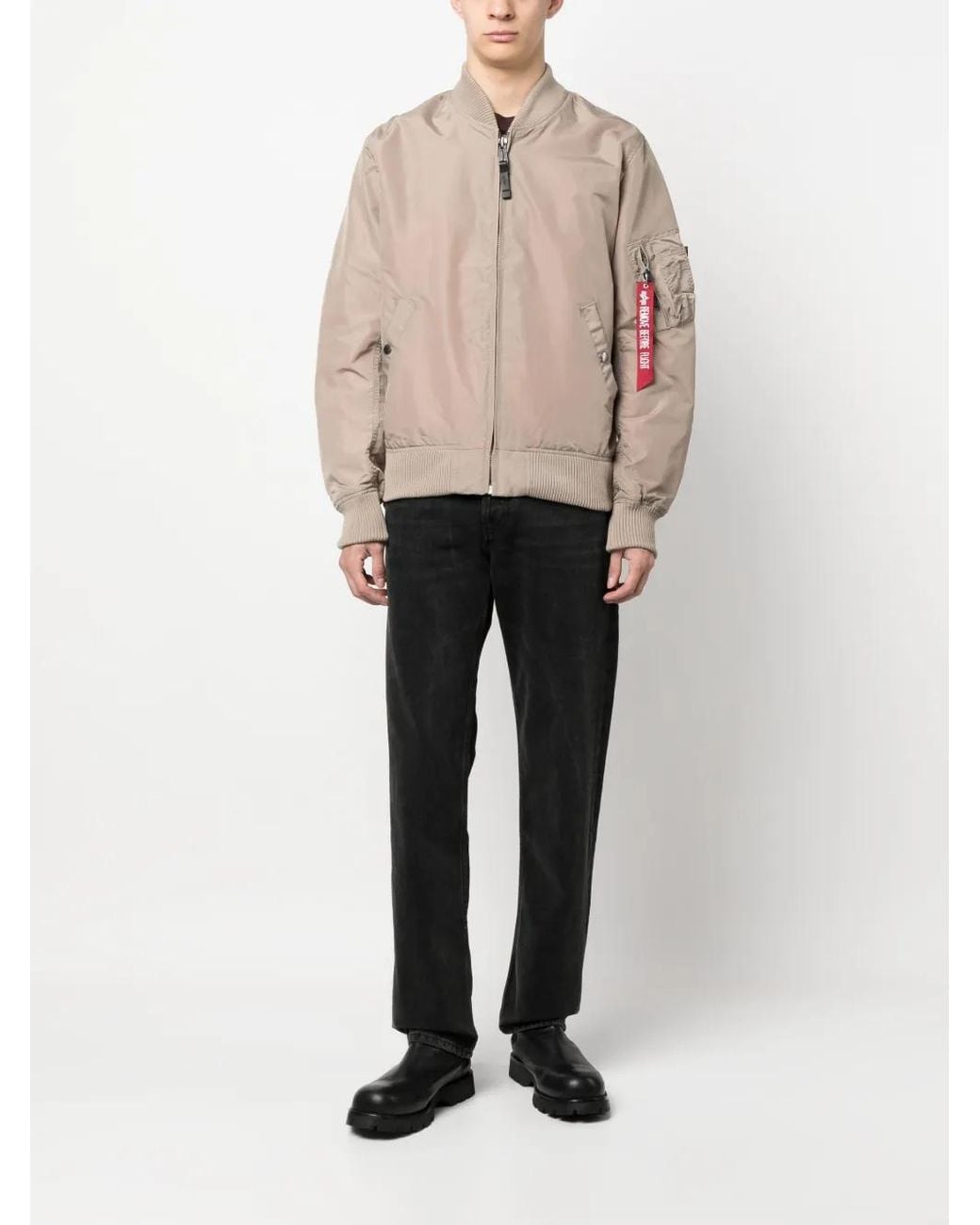 Alpha Industries Natural Zip-Up Bomber Jacket for men