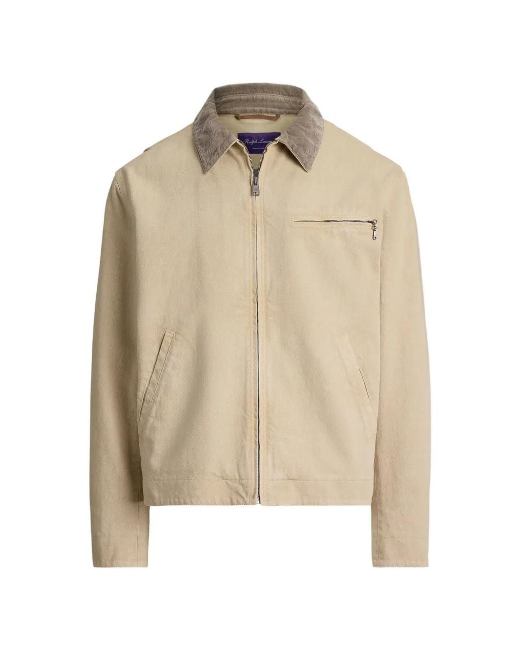 Ralph Lauren Natural Corduroy-Collar Zip-Up Jacket for men