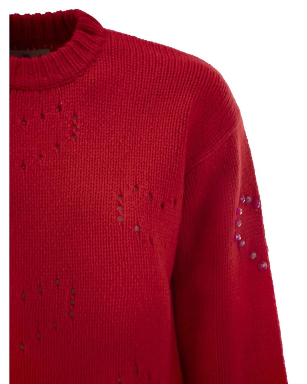 Mc2 Saint Barth Red Danya Heart-Motif Jumper
