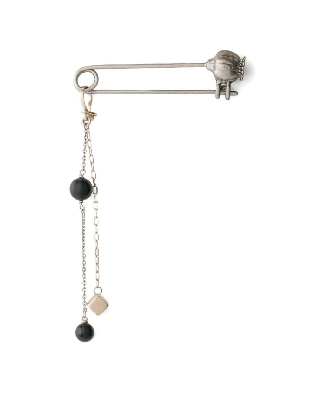 Lemaire White Thistle Pin Bag Charm With Onyx Bead