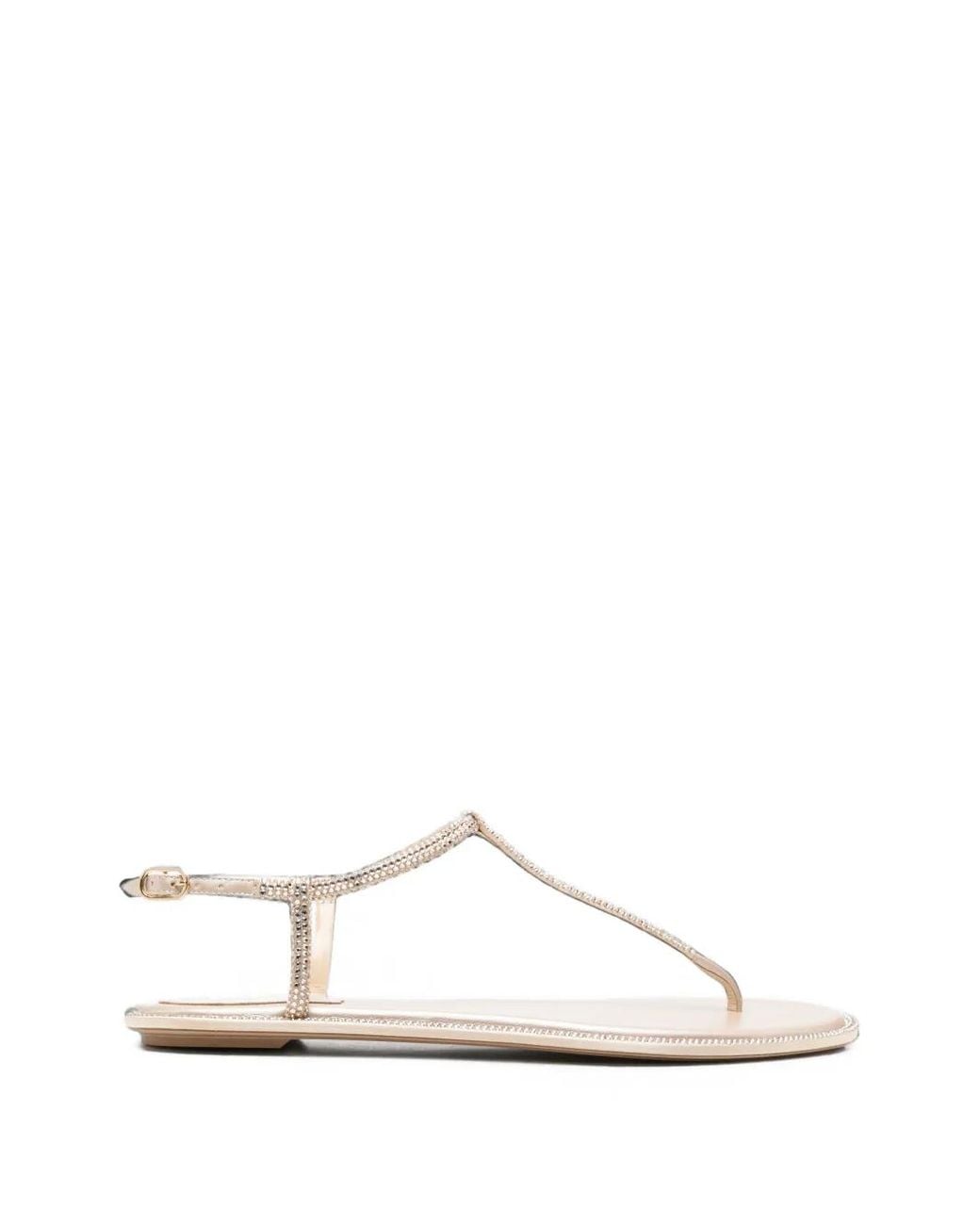 Rene Caovilla White Diana Crystal-Embellished T-Bar Sandals