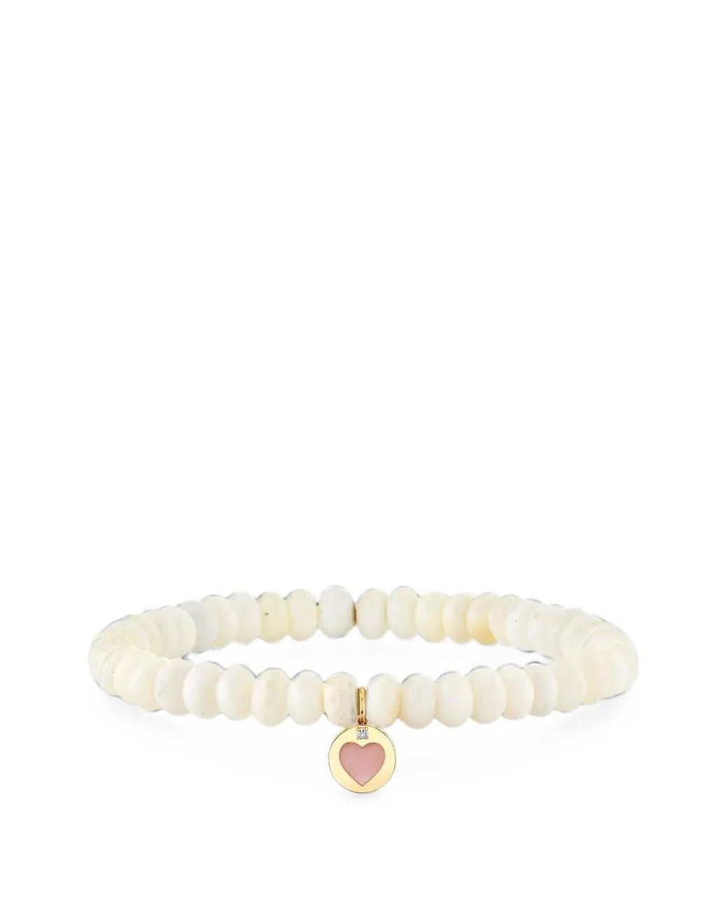 Sydney Evan White Mother-Of-Pearl And Diamond Heart Bracelet