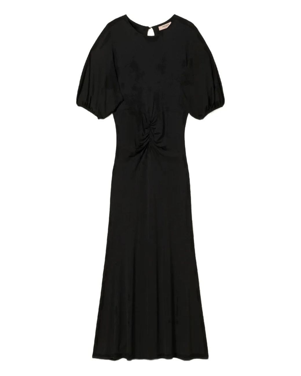 Twinset Black Puff-Sleeve Midi Dress