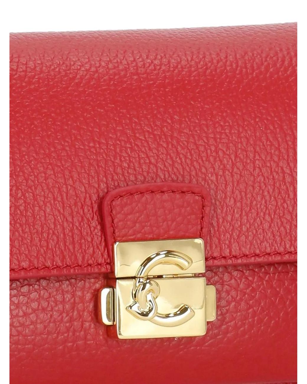 Coccinelle Red C-Me Lock Pebbled Leather Shoulder Bag