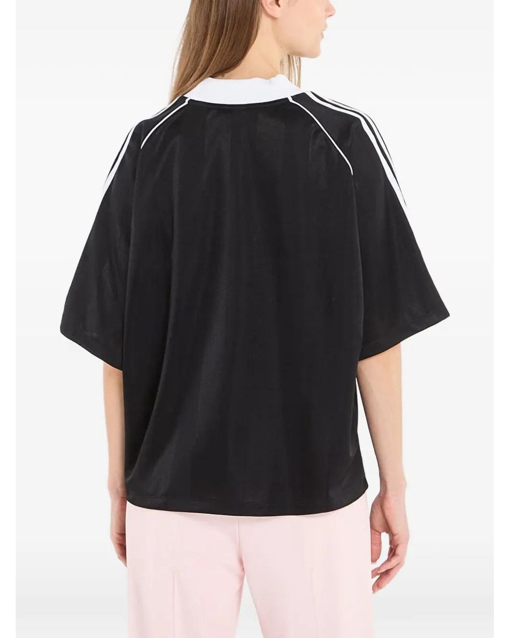 Adidas Black T-Shirt À Rayures En Jacquard