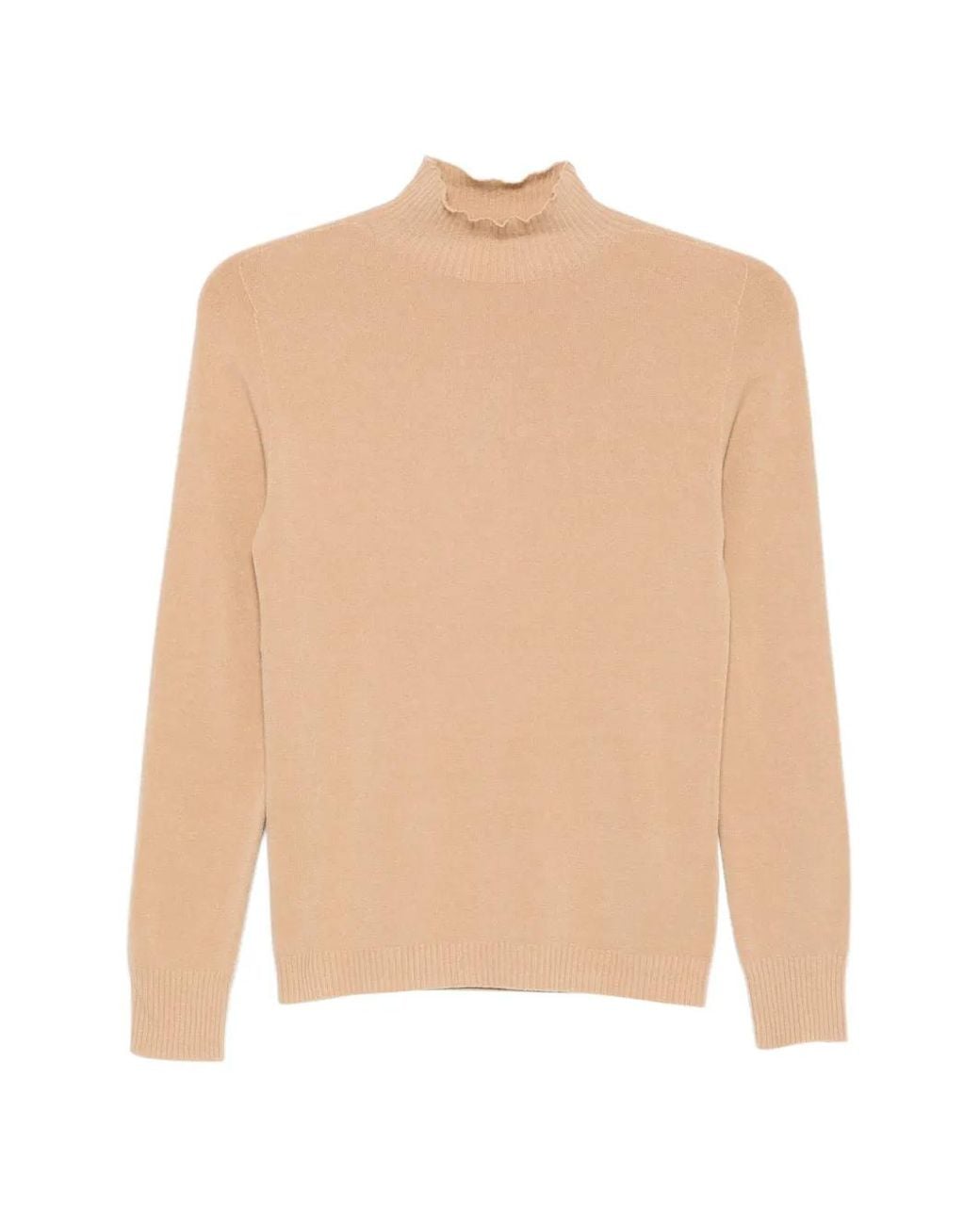ERMANNO FIRENZE Natural High-Neck Rib-Trimmed Sweater
