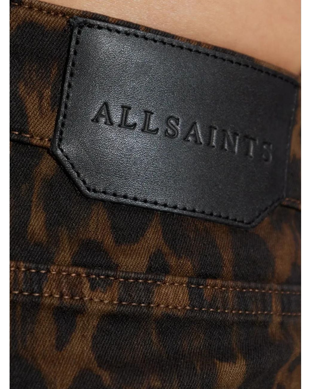 AllSaints Black Haldan Leopard-Print Jeans