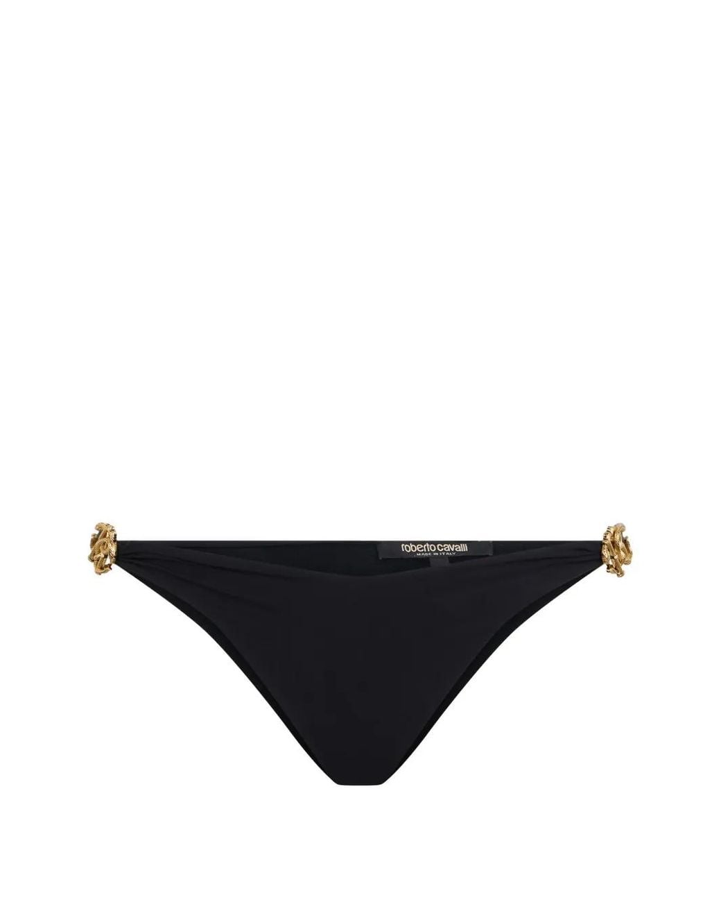 Roberto Cavalli Black Logo-Detail Bikini Bottoms