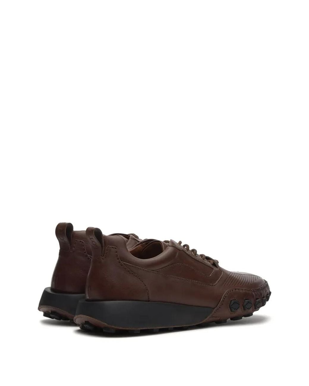 Lottusse Brown Nauta Leather Low-Top Sneakers for men