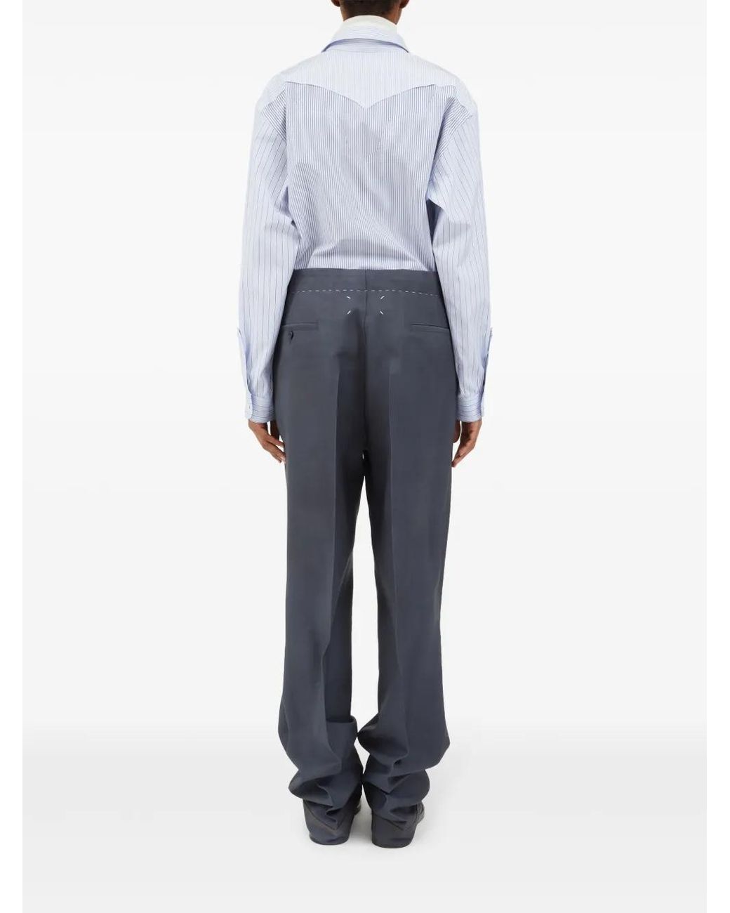 Maison Margiela Gray Charcoal Drawstring Pants With Mid-Rise Waistband And Reinforced Ankles