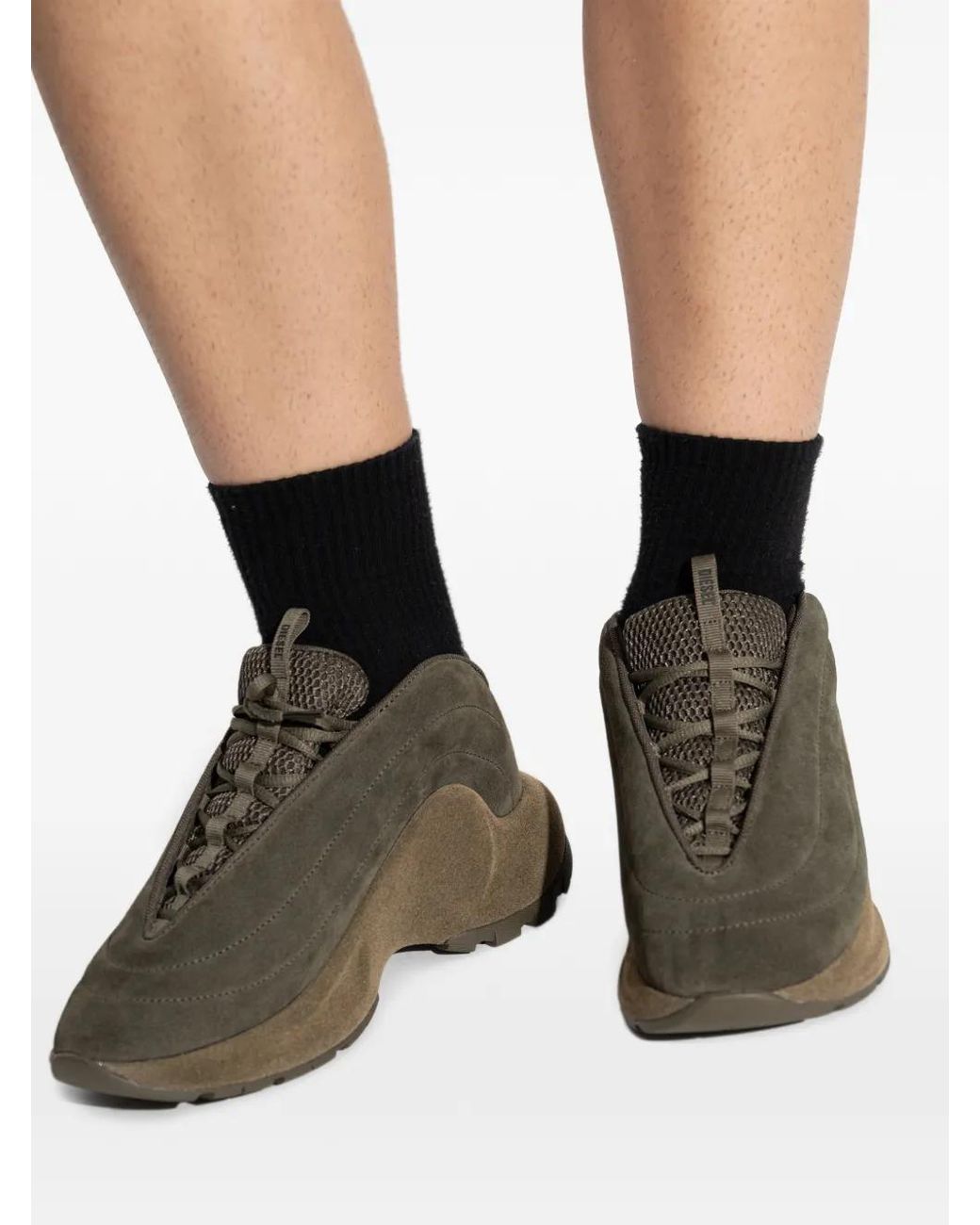 DIESEL Green S-D-Runner X Suede Panelled Sneakers