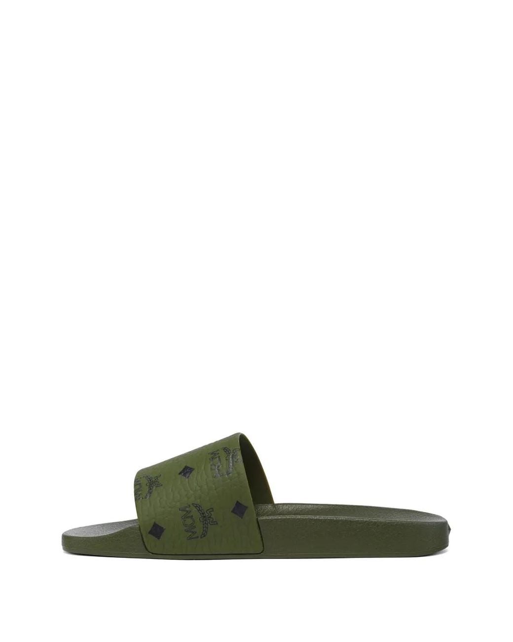 MCM Green Monogram-Print Slides for men