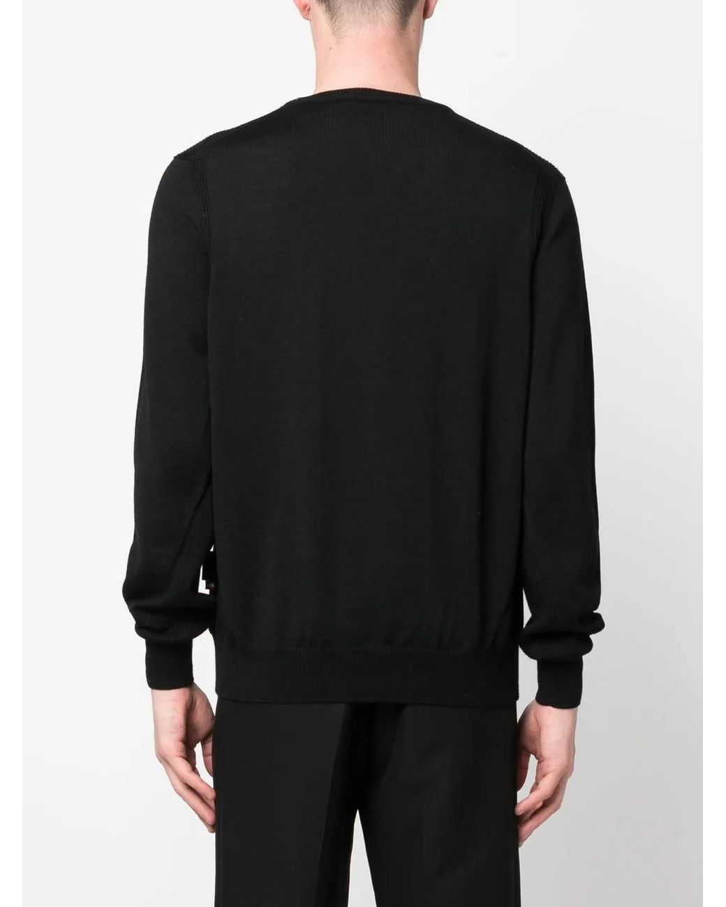 Philipp Plein Black Logo Patch Merino Wool Jumper for men