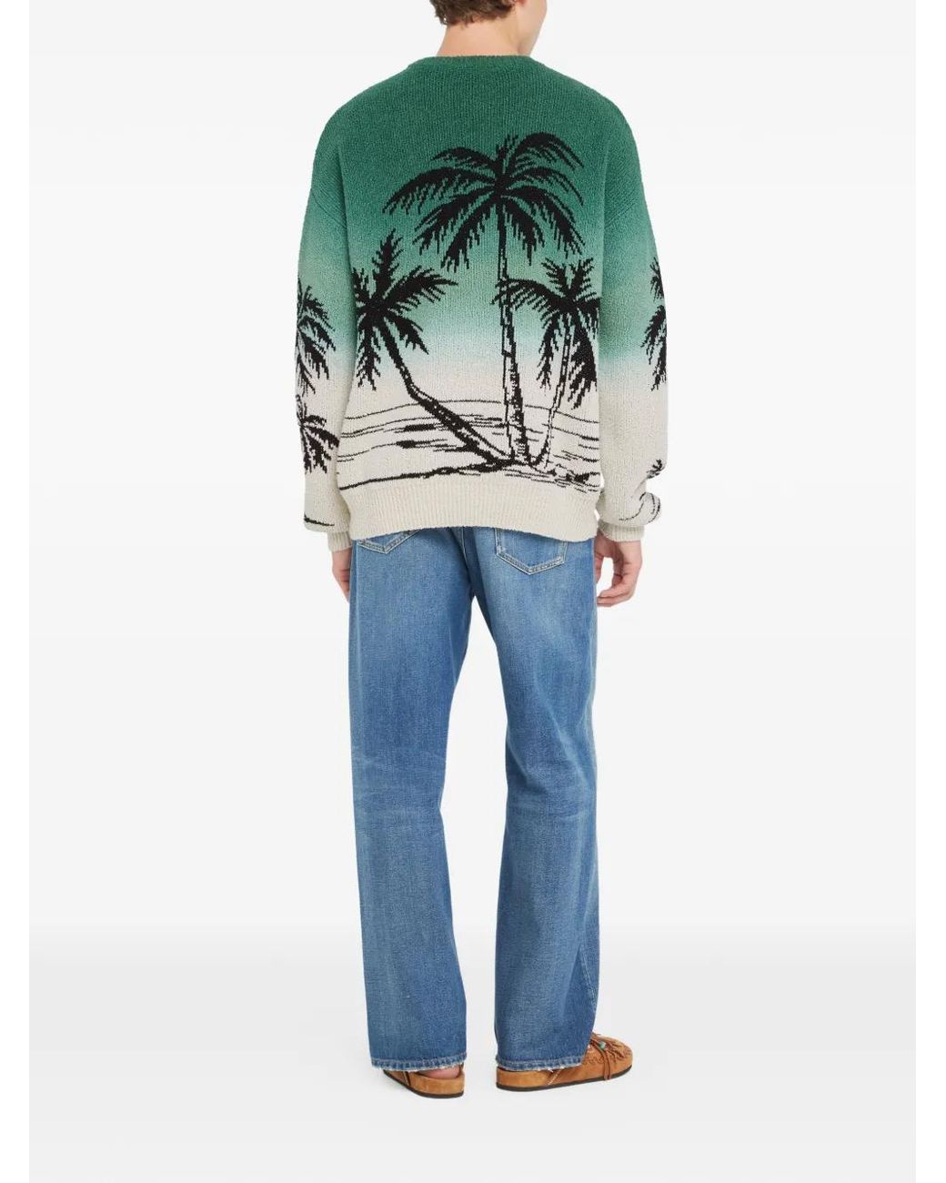 Alanui Green Wave Bloom Sweater for men