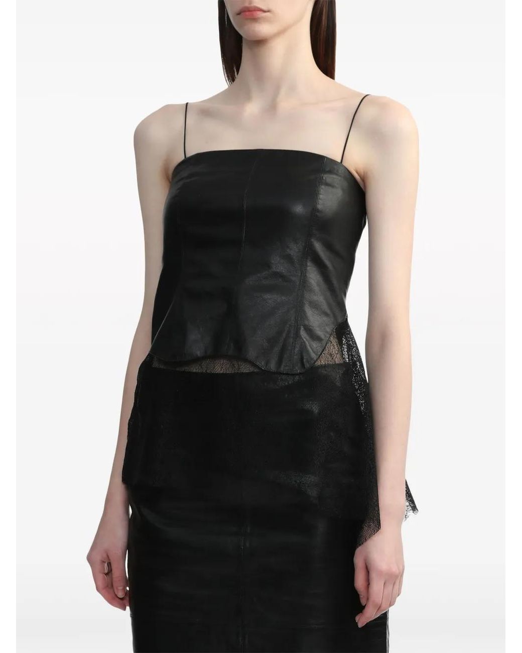 Helmut Lang Black Sheer Leather Top