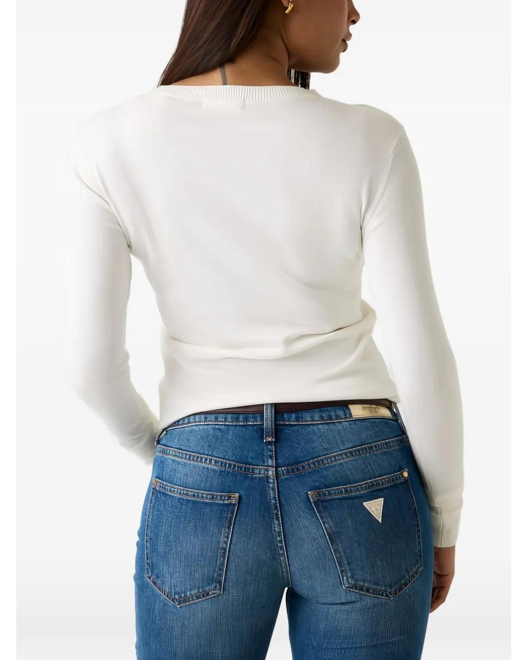 Guess White Triangle Logo Sweater