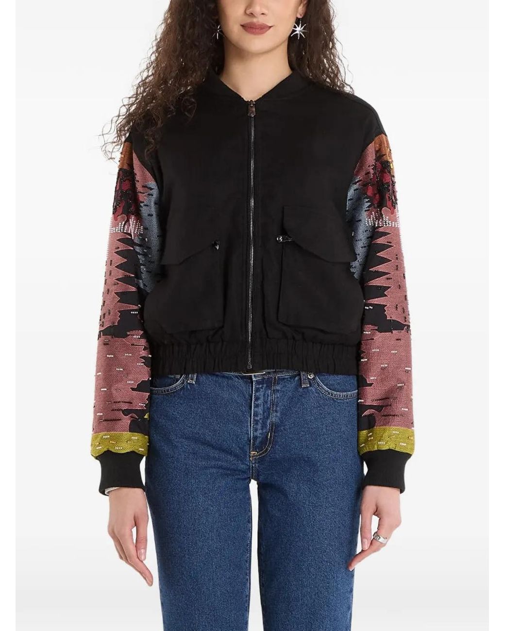 Desigual Black Zip-Fastening Pocket Jacket