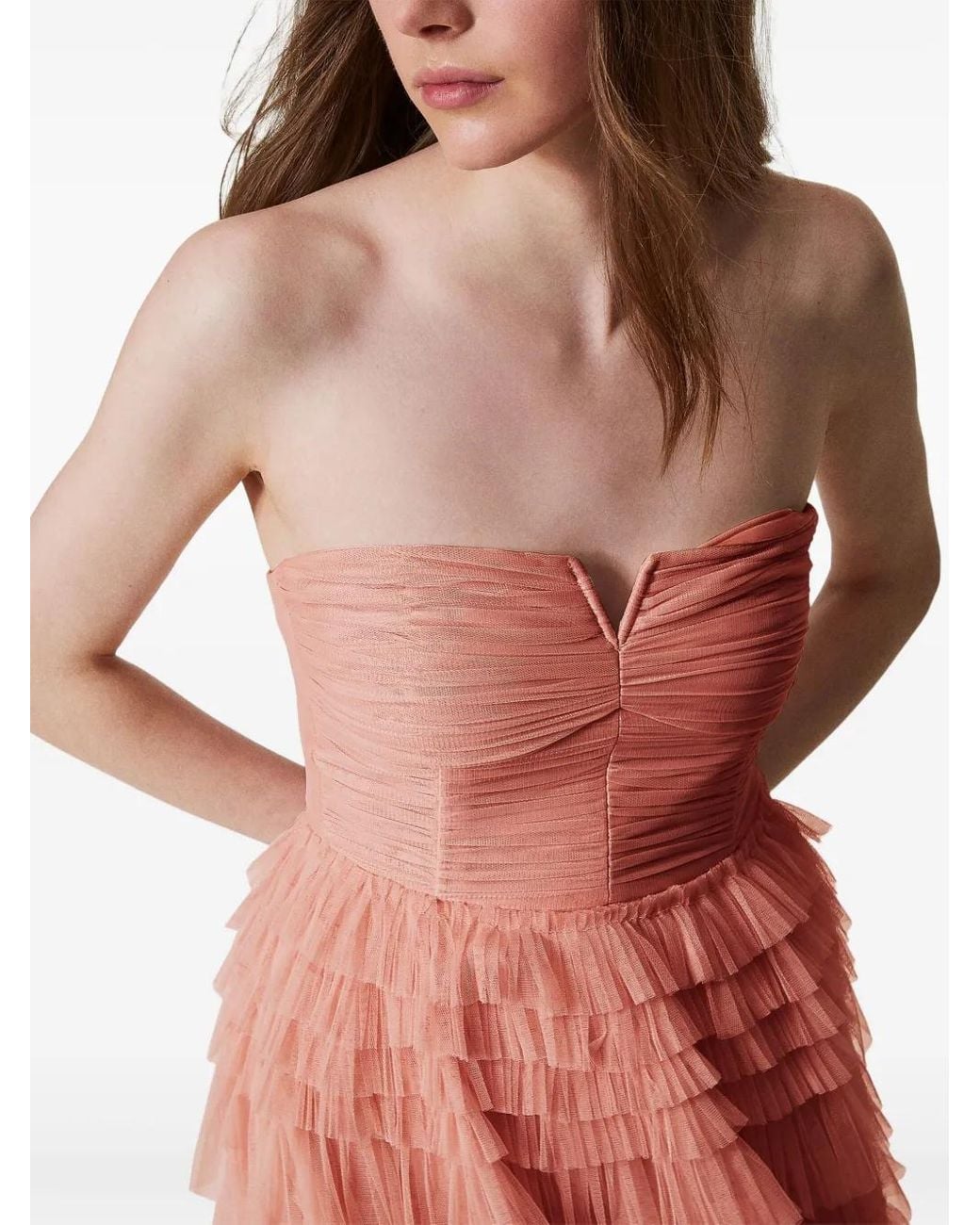 Twinset Pink Bustier Tulle Mini Dress