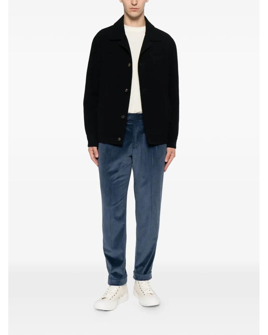 Eleventy Black Button-Up Jacket for men