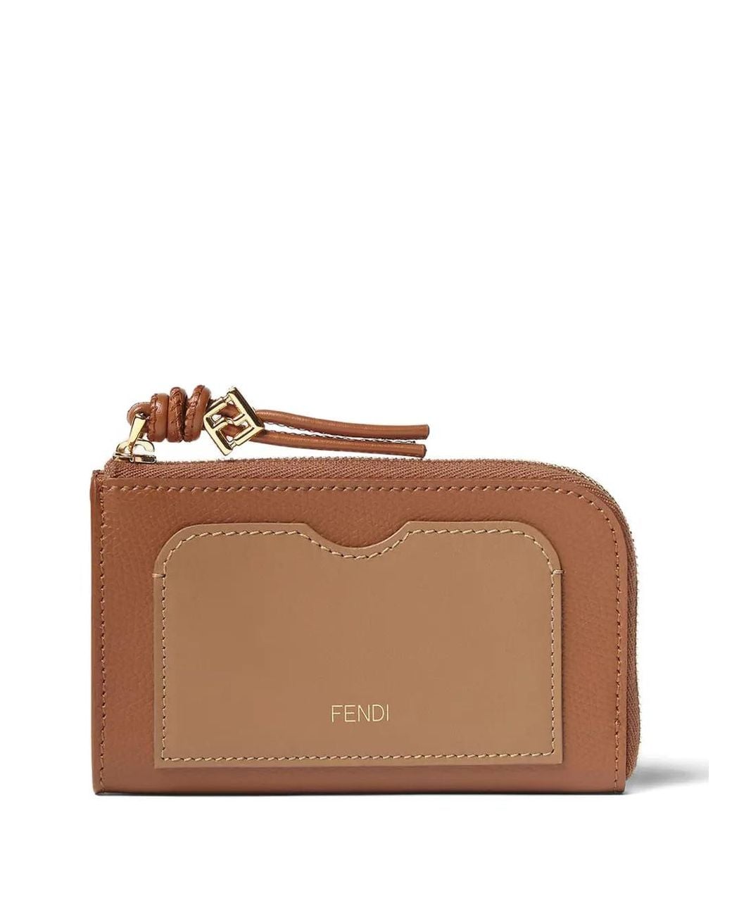 Fendi Brown Card Case Pouch With Zip
