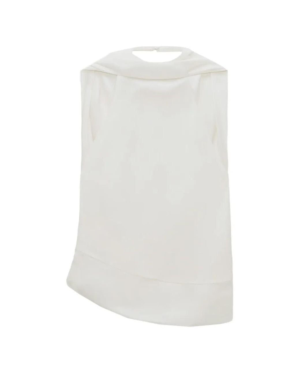 Jonathan Simkhai White Samira Draped Asymmetric Blouse