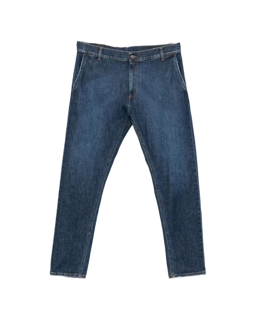 Dondup Blue Contrast-Stitch Logo-Patch Jeans for men