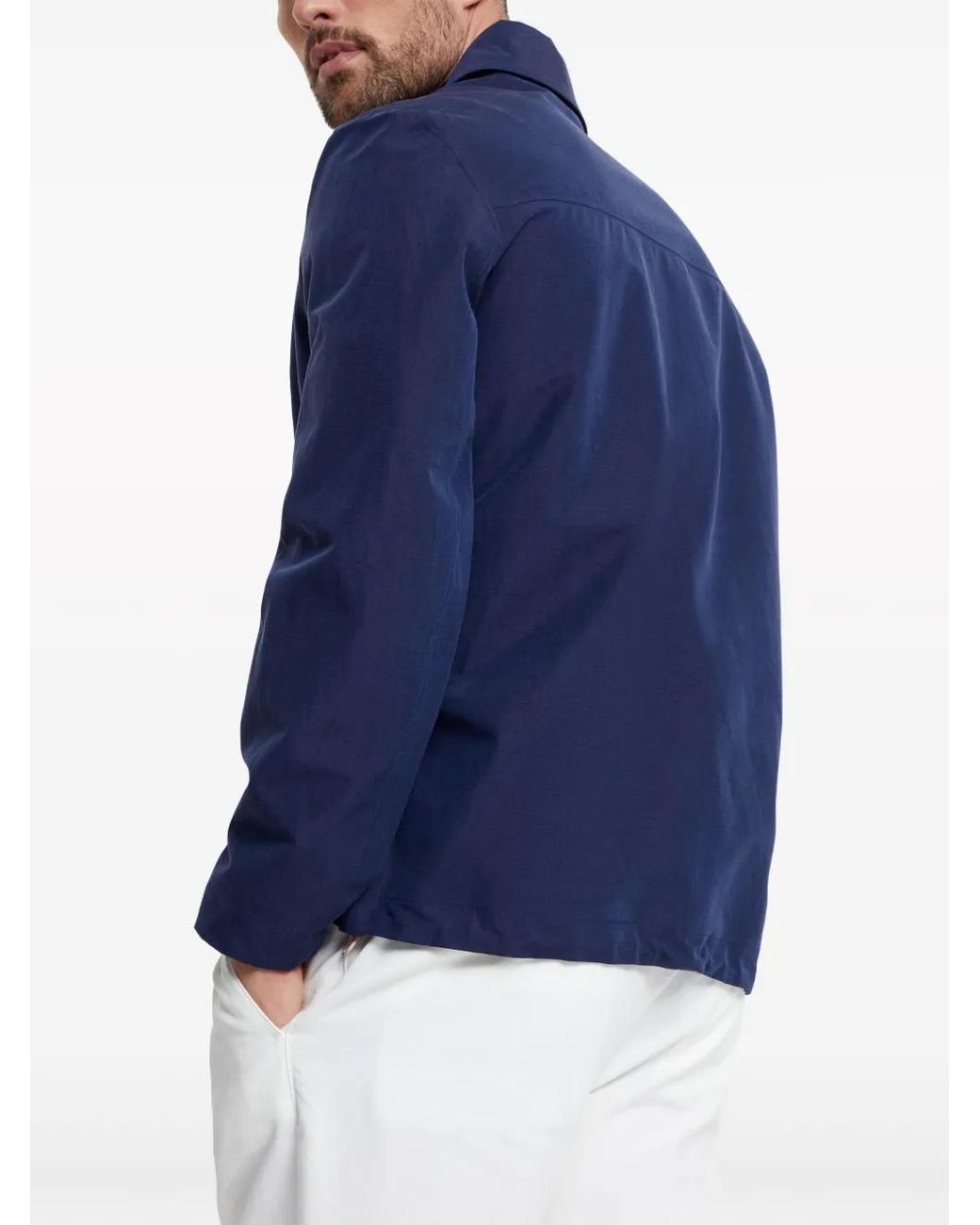 Brunello Cucinelli Blue Linen-Silk Shirt Jacket for men