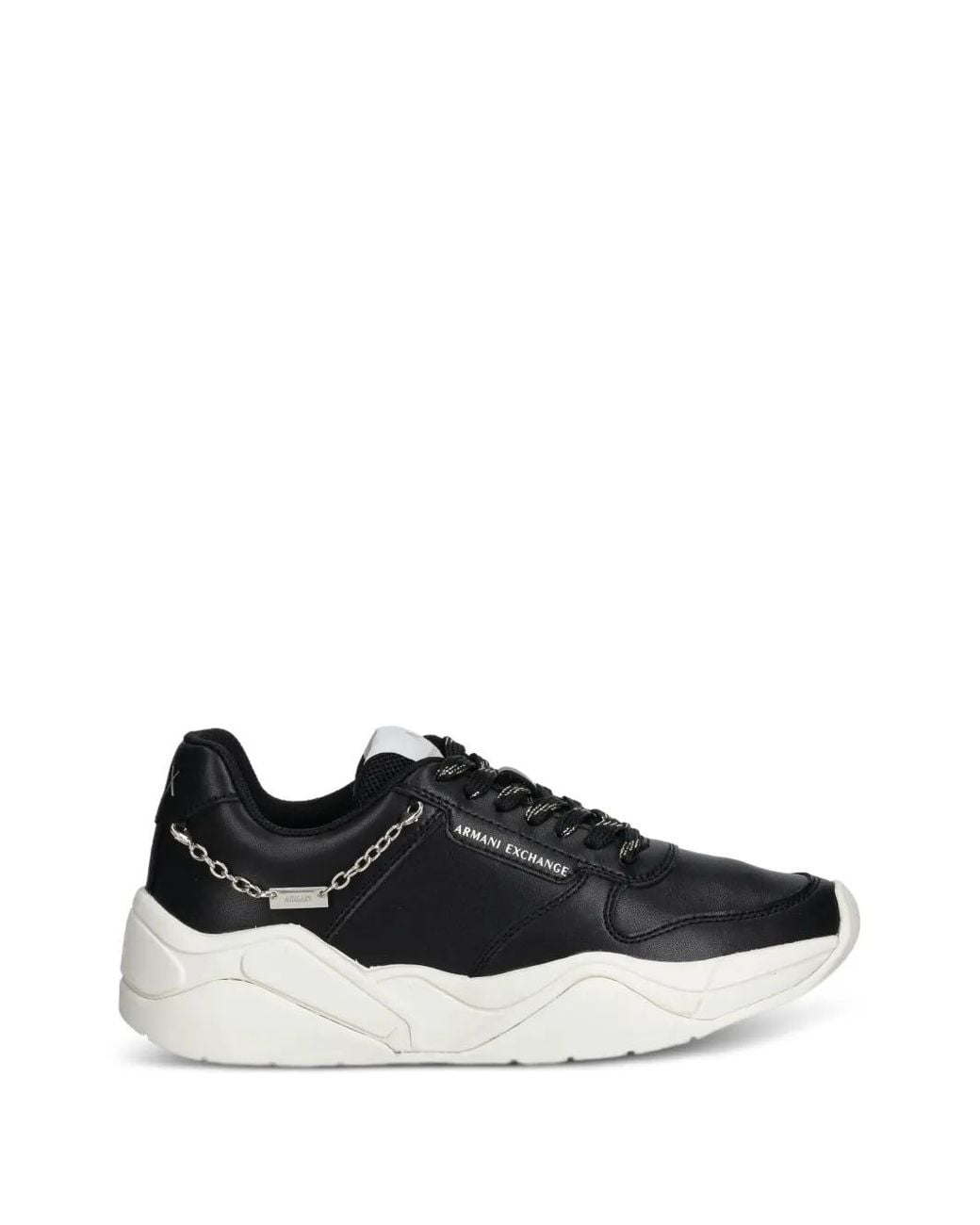 ARMANI EXCHANGE Black Chain-Embellished Trainers